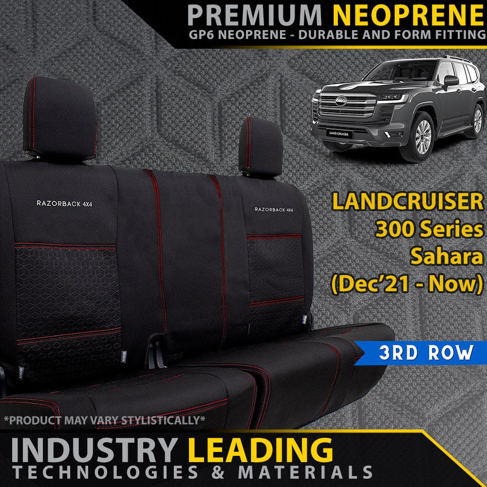 Toyota Landcruiser 300 Series Sahara Premium Neoprene 3rd Row Seat Covers (Made to Order)-Razorback 4x4