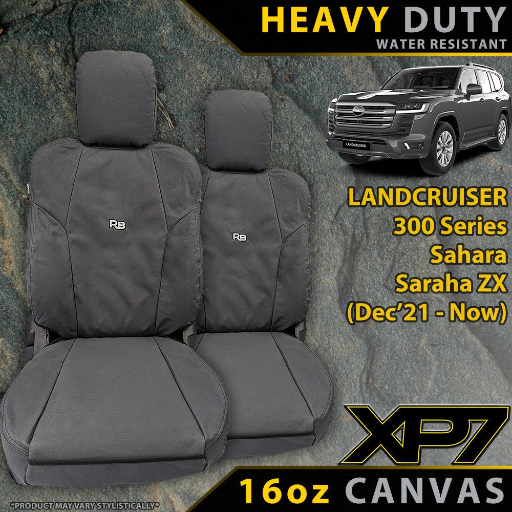 Toyota Landcruiser 300 Series Sahara/Sahara ZX Heavy Duty XP7 Canvas 2x Front Seat Covers (Made to Order)-Razorback 4x4