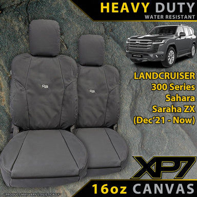 Toyota Landcruiser 300 Series Sahara/Sahara ZX Heavy Duty XP7 Canvas 2x Front Seat Covers (Made to Order)-Razorback 4x4