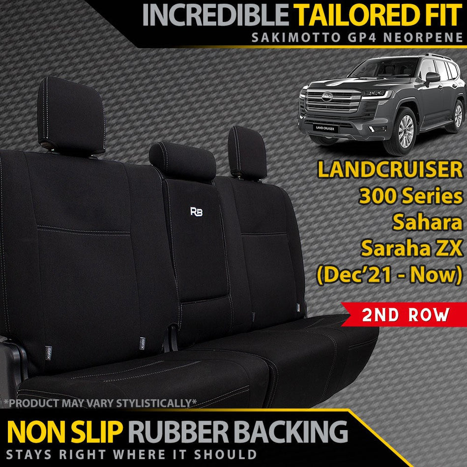 Toyota Landcruiser 300 Series Sahara/Sahara ZX Neoprene 2nd Row Seat Covers (Made to Order)-Razorback 4x4