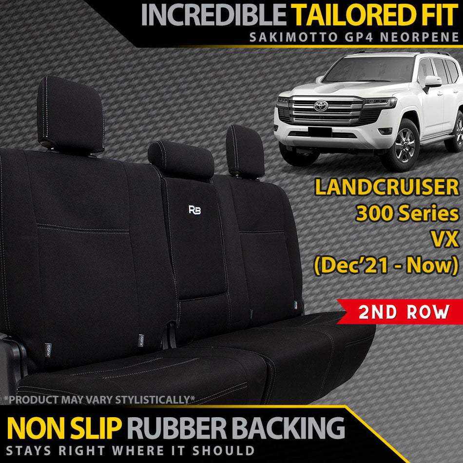 Toyota Landcruiser 300 Series VX Neoprene 2nd Row Seat Covers (Made to Order)-Razorback 4x4