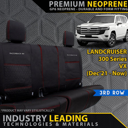 Toyota Landcruiser 300 Series VX Premium Neoprene 3rd Row Seat Covers (Made to Order)-Razorback 4x4