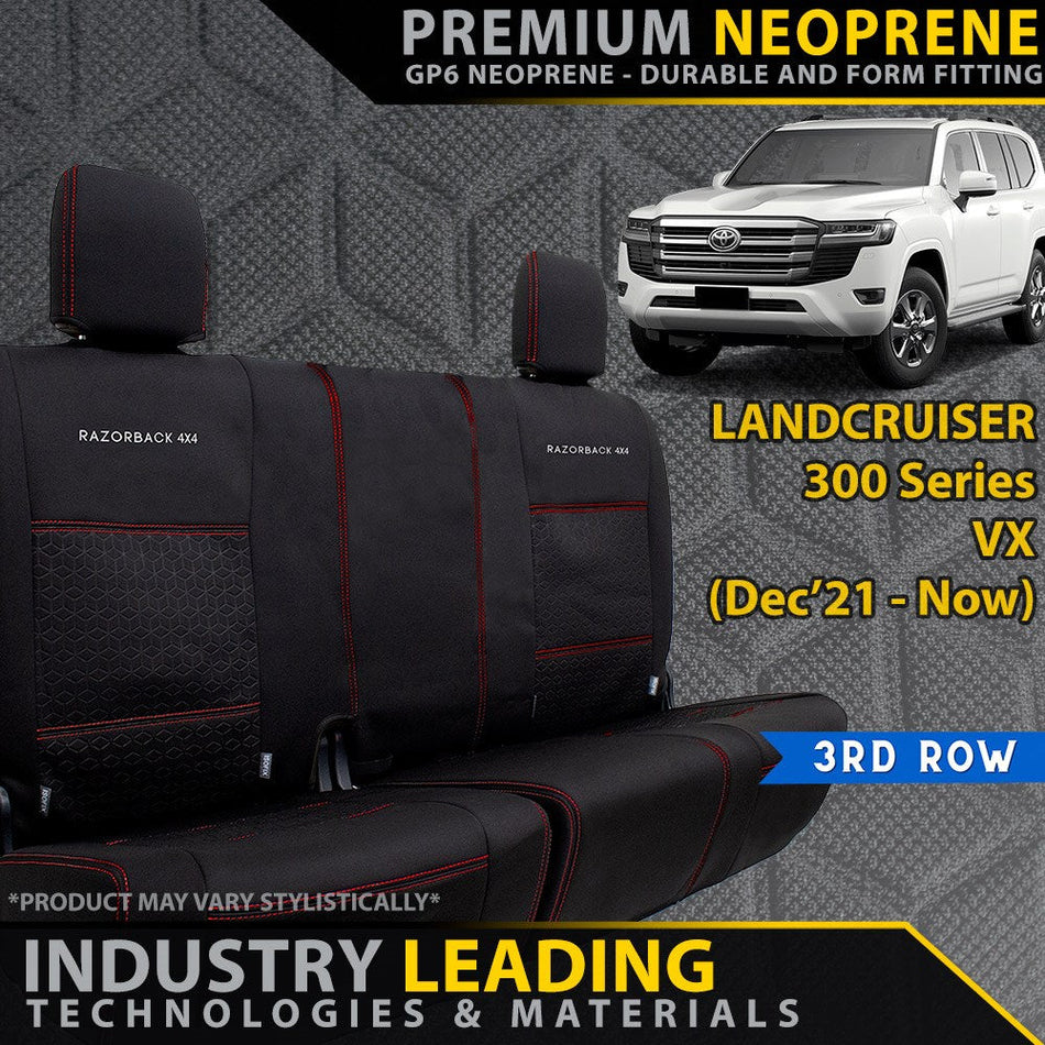 Toyota Landcruiser 300 Series VX Premium Neoprene 3rd Row Seat Covers (Made to Order)-Razorback 4x4
