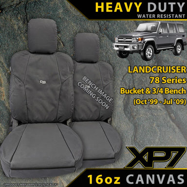 Toyota Landcruiser 78 Series Bucket & 3/4 Bench Heavy Duty XP7 Canvas 2x Front Seat Covers (Made to Order)-Razorback 4x4