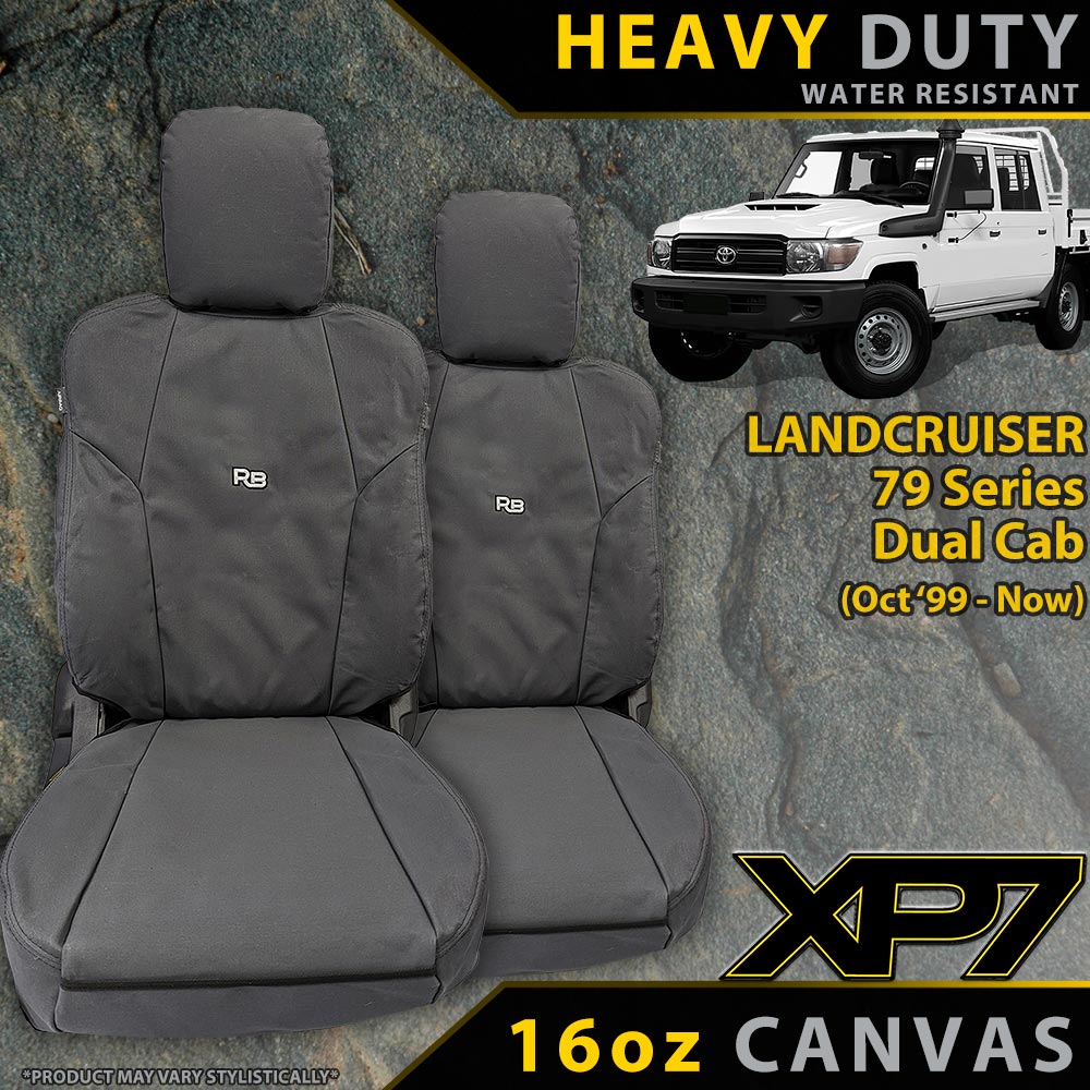 Toyota Landcruiser 79 Dual Cab Heavy Duty XP7 Canvas 2x Front Seat Covers (Available)-Razorback 4x4