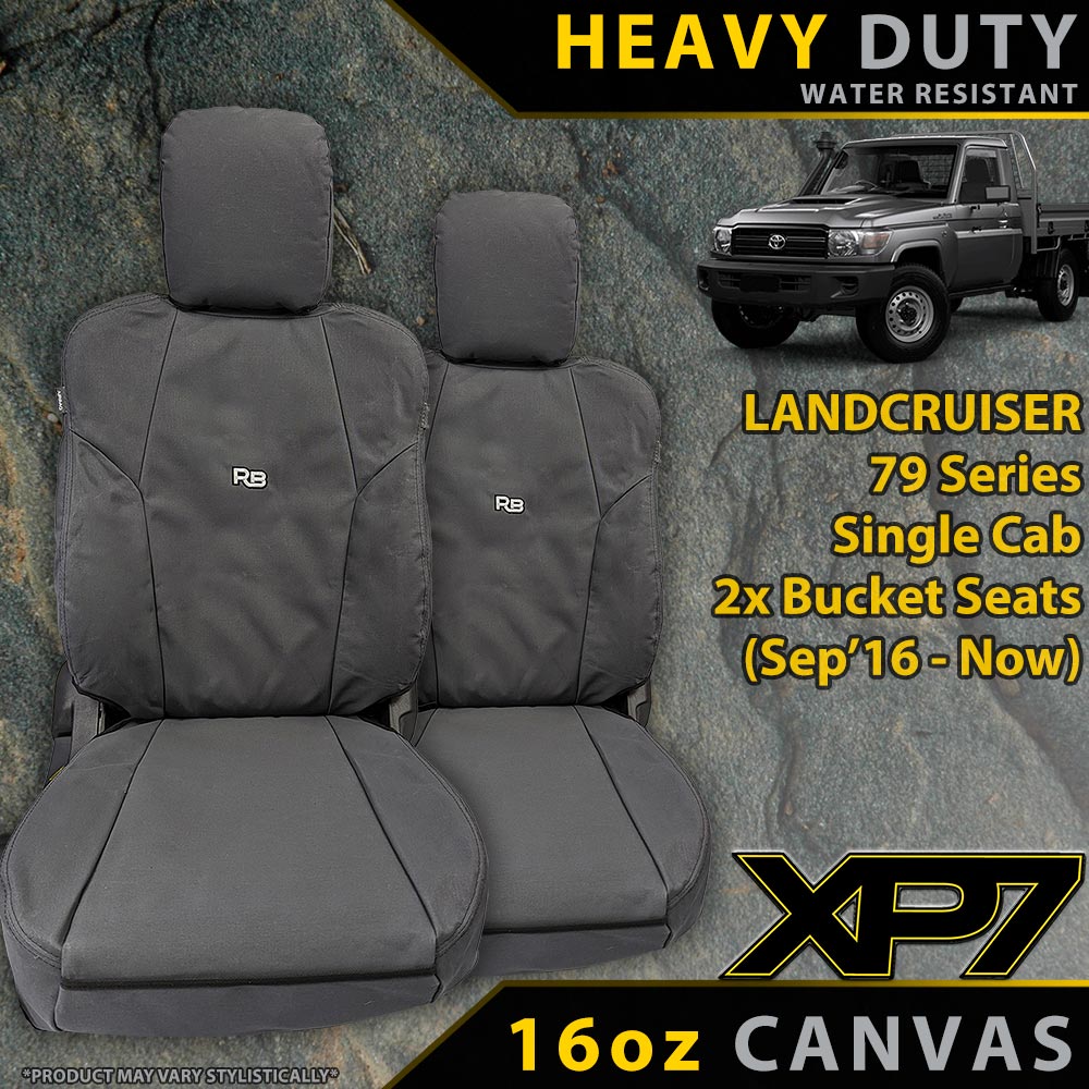 Toyota Landcruiser 79 Single Cab (Sep 2016+) Heavy Duty XP7 Canvas 2x Front Seat Covers (Available)-Razorback 4x4
