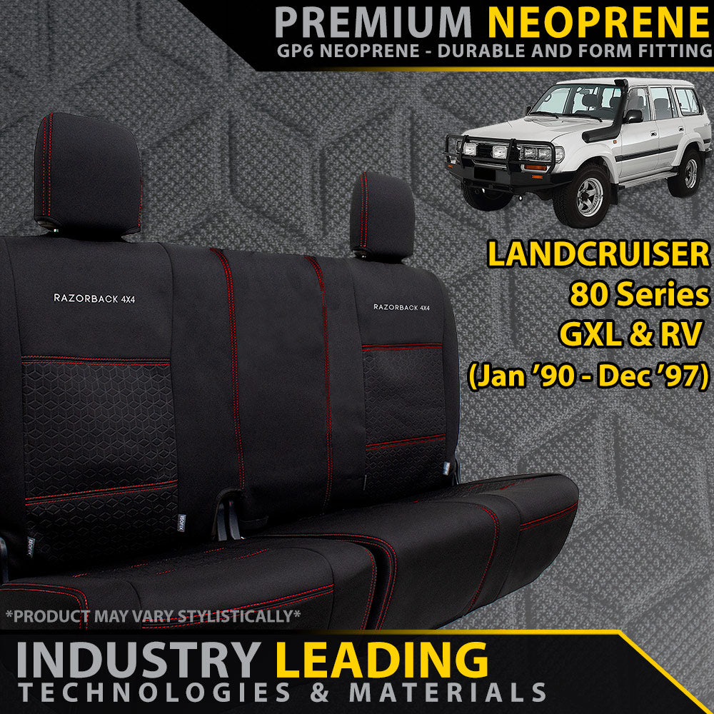 Toyota Landcruiser 80 Series GXL & RV Premium Neoprene 2nd Row 50/50 Split (Made to Order)-Razorback 4x4