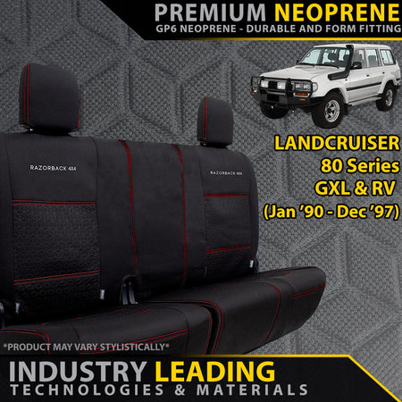 Toyota Landcruiser 80 Series GXL & RV Premium Neoprene 2nd Row 50/50 Split (Made to Order)-Razorback 4x4