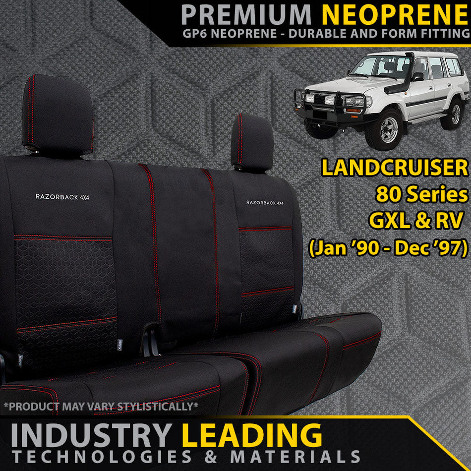 Toyota Landcruiser 80 Series GXL & RV Premium Neoprene 2nd Row 50/50 Split (Made to Order)-Razorback 4x4