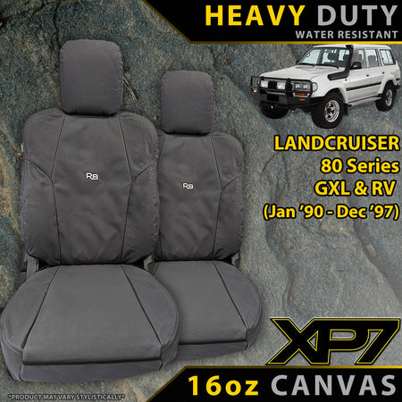 Toyota Landcruiser 80 Series GXL & RV XP7 Heavy Duty Canvas 2x Front Seat Covers (In Stock)-Razorback 4x4