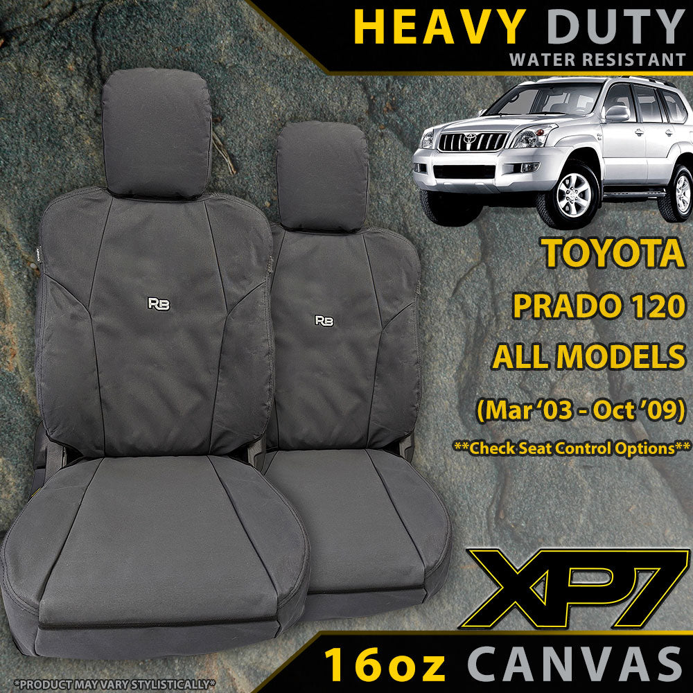 Toyota Prado 120 Heavy Duty XP7 Canvas 2x Front Row Seat Covers (Available)-Razorback 4x4