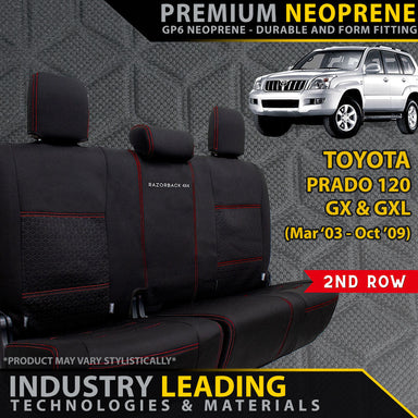 Toyota Prado 120 Premium Neoprene 2nd Row Seat Covers (Made to Order)-Razorback 4x4