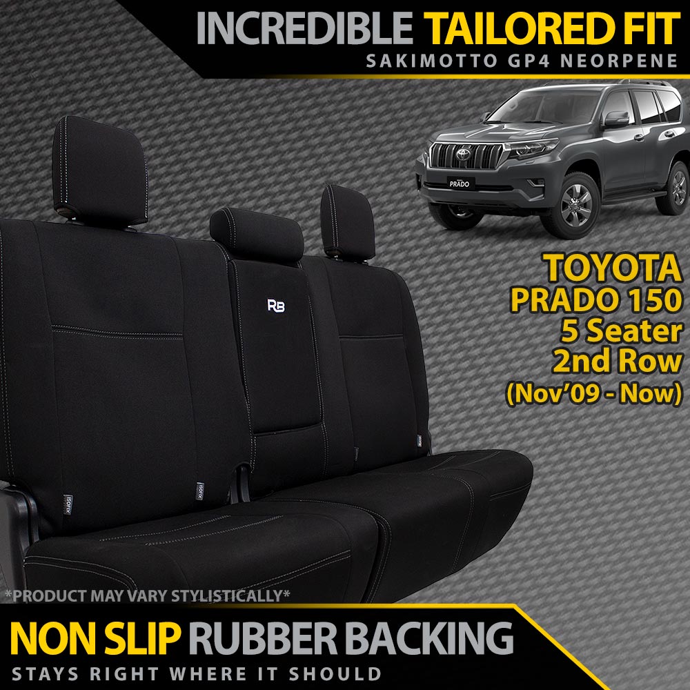 Toyota Prado 150 5 Seater Neoprene Rear Row Seat Covers (Available)-Razorback 4x4