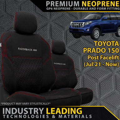 Toyota Prado 150 (July 21+) Premium Neoprene 2x Front Row Seat Covers (Available)-Razorback 4x4