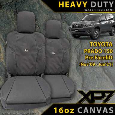 Toyota Prado 150 (Pre Facelift) Heavy Duty XP7 Canvas 2x Front Seat Covers (Available)-Razorback 4x4