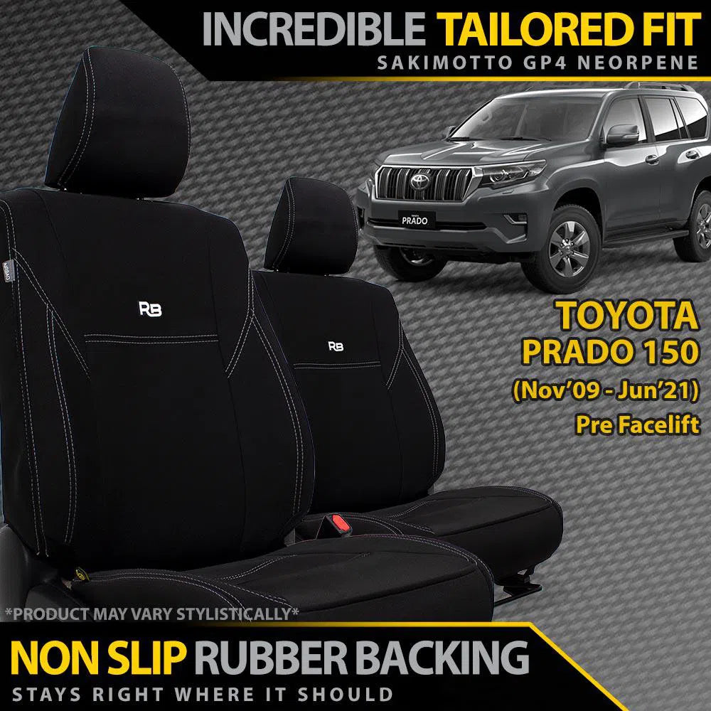 Toyota Prado 150 (Pre Facelift) Neoprene 2x Front Seat Covers (Available)-Razorback 4x4