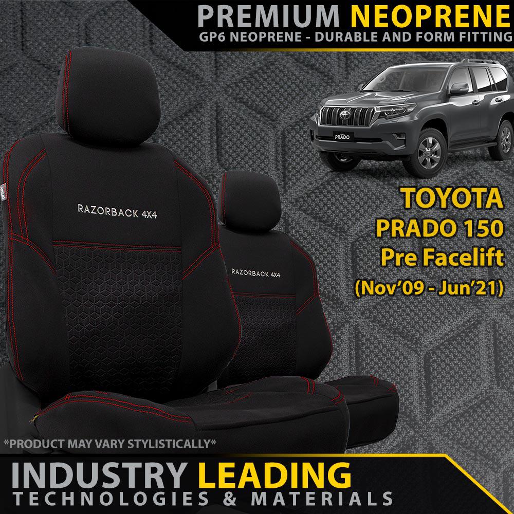 Toyota Prado 150 (Pre Facelift) Premium Neoprene 2x Front Seat Covers (Made to Order)-Razorback 4x4