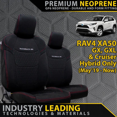 Toyota RAV4 XA50 GX/GXL/Cruiser Hybrid Premium Neoprene 2x Front Row Seat Covers (Made to Order)-Razorback 4x4