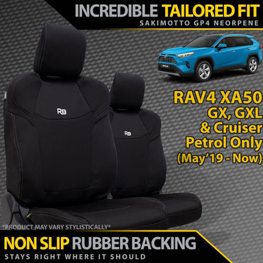 Toyota RAV4 XA50 GX/GXL/Cruiser Petrol Neoprene 2x Front Row Seat Covers (In Stock)-Razorback 4x4