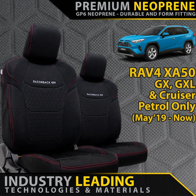 Toyota RAV4 XA50 GX/GXL/Cruiser Petrol Premium Neoprene 2x Front Row Seat Covers (Made to Order)-Razorback 4x4