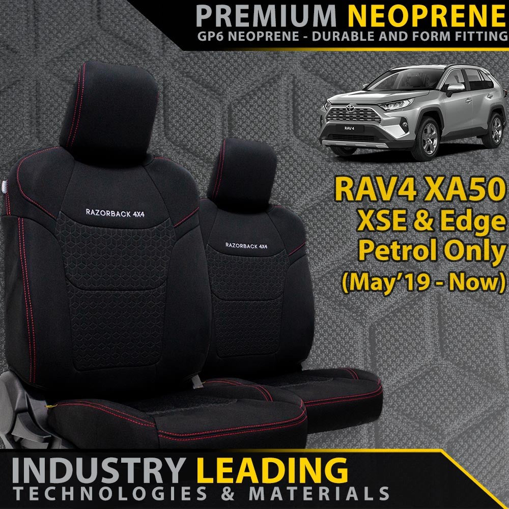 Toyota RAV4 XA50 XSE/Edge Petrol Premium Neoprene 2x Front Row Seat Covers (Made to Order)