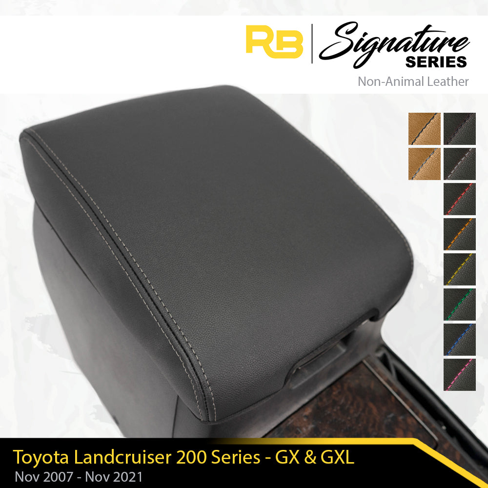 Signature Series Console Lid Cover Black with Charcoal Stitching for Toyota Landcruiser 200 Series GX and GXL