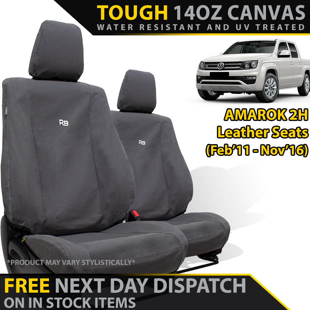 Volkswagen Amarok 2H (Leather Seats) XP6 Tough Canvas 2x Front Row Seat Covers (In Stock)