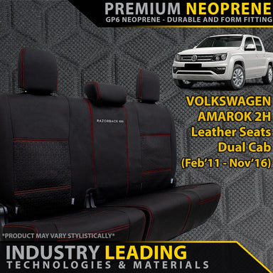 Volkswagen Amarok 2H (Leather Seats) Premium Neoprene Rear Row Seat Covers (Made to Order)-Razorback 4x4