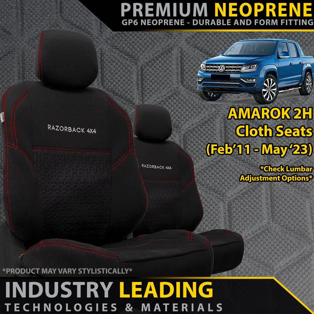 Volkswagen Amarok 2h (Cloth Seats) Premium Neoprene 2x Front Seat Covers (Made to Order)-Razorback 4x4