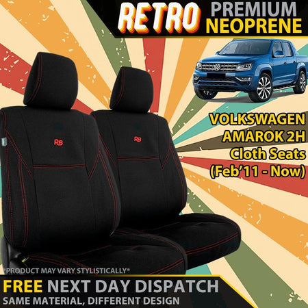 Volkswagen Amarok Retro Premium Neoprene 2x Front Seat Covers (In Stock)-Razorback 4x4
