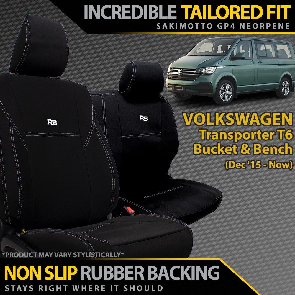 Volkswagen Transporter T6 Neoprene Bucket & 3/4 Bench Seat Covers (Made to Order)