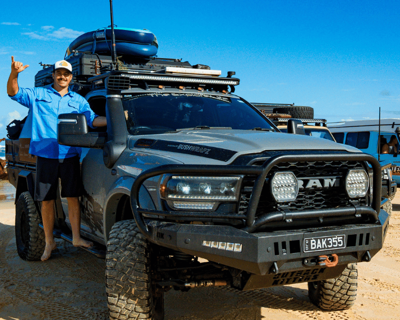 Our Ambassador partner Matt Baker of Explore life with his RAM on the beach