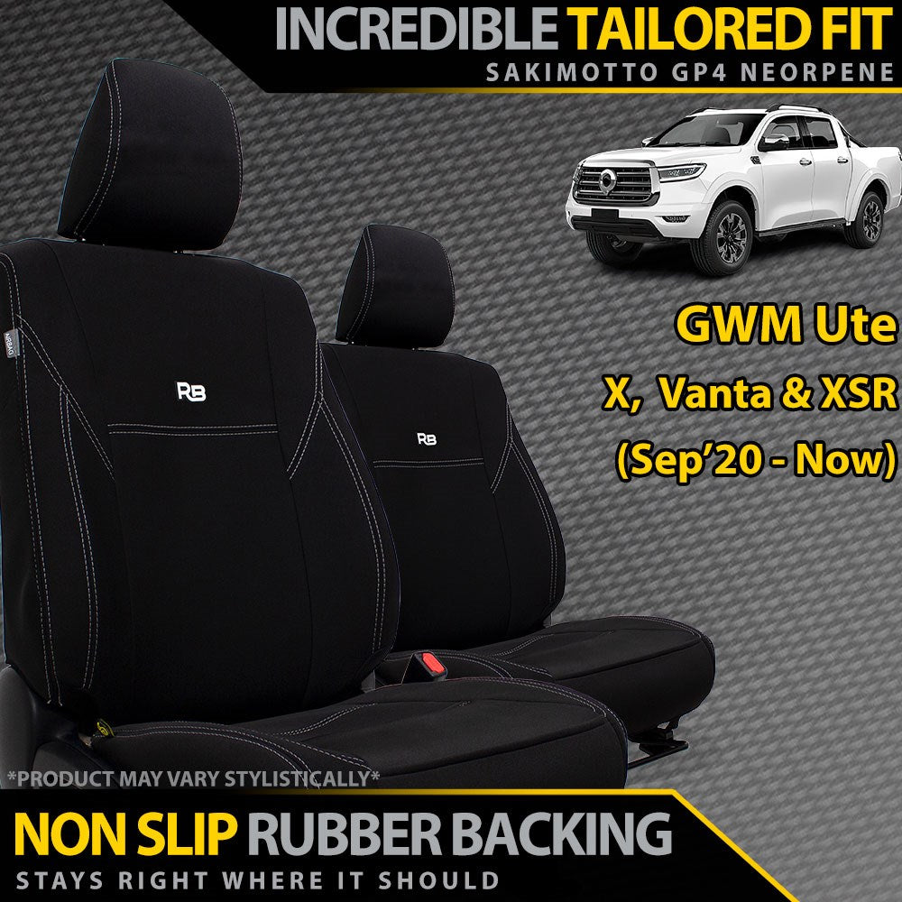 GWM Ute X, Vanta & XSR GP4 Neoprene 2x Front Row Seat Covers (Made to Order)