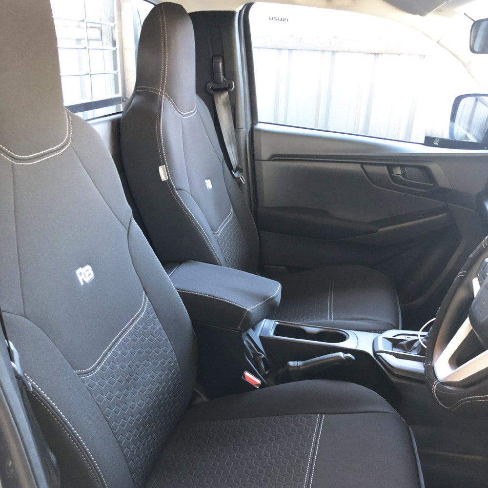 Isuzu D-MAX RG Single Cab Premium Neoprene 2x Front Seat Covers (Made to Order)