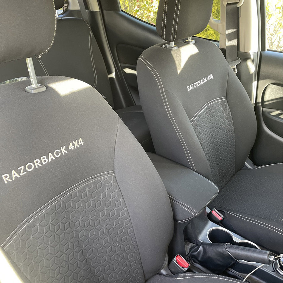 Mitsubishi Triton MQ - Cloth Seats - Dual/Extra Cab - GP6 Premium Neoprene 2x Front Seat Covers (Made to Order)