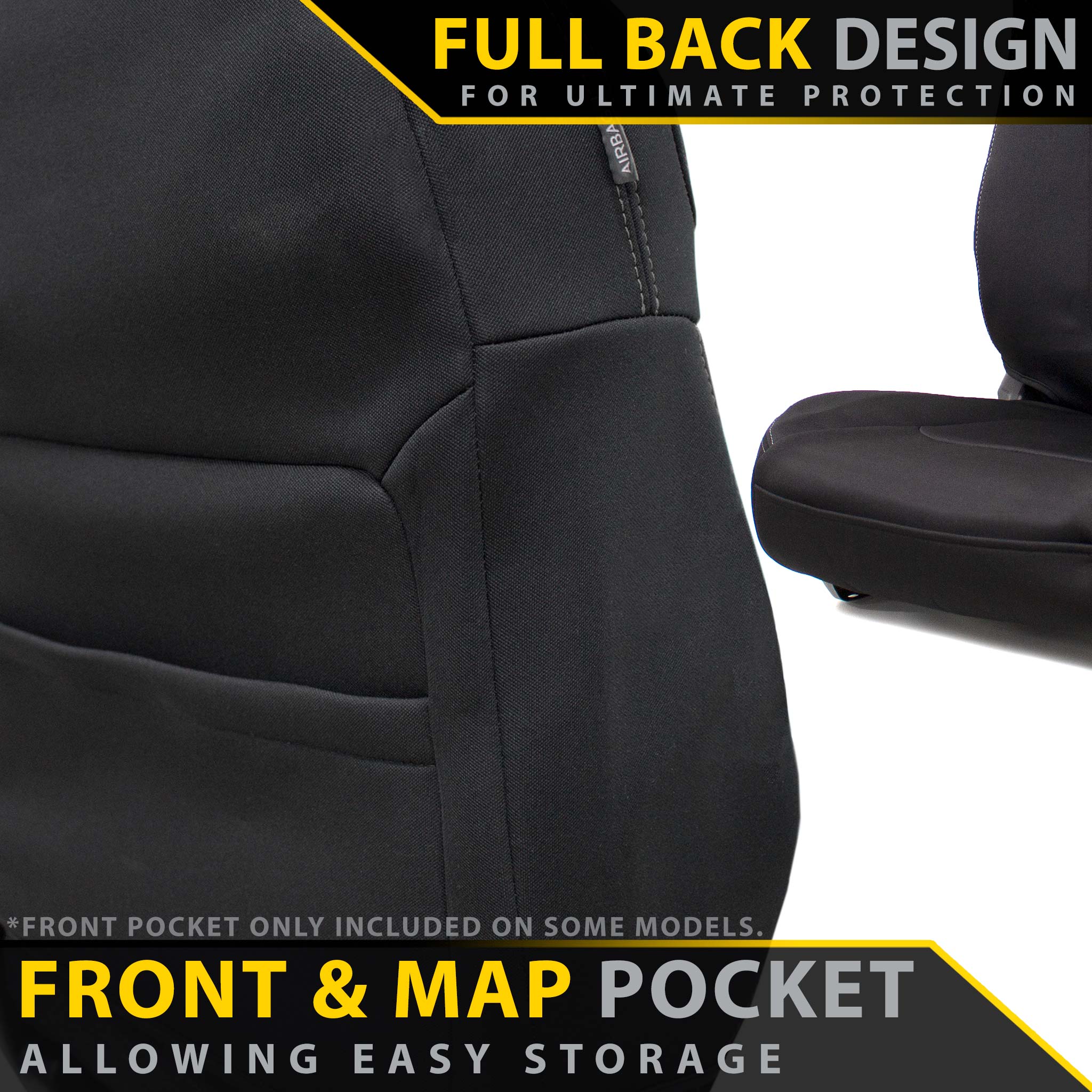 Toyota Hilux 7th Gen Workmate Bucket + 3/4 Bench Seat Neoprene 2x Front Seat Covers (No Logo)