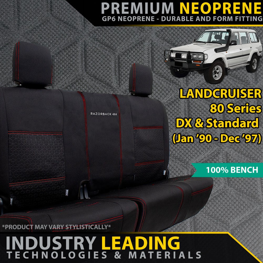 Toyota Landcruiser 80 Series DX & Standard GP6 Premium Neoprene 2nd Row 100% Bench (Available)