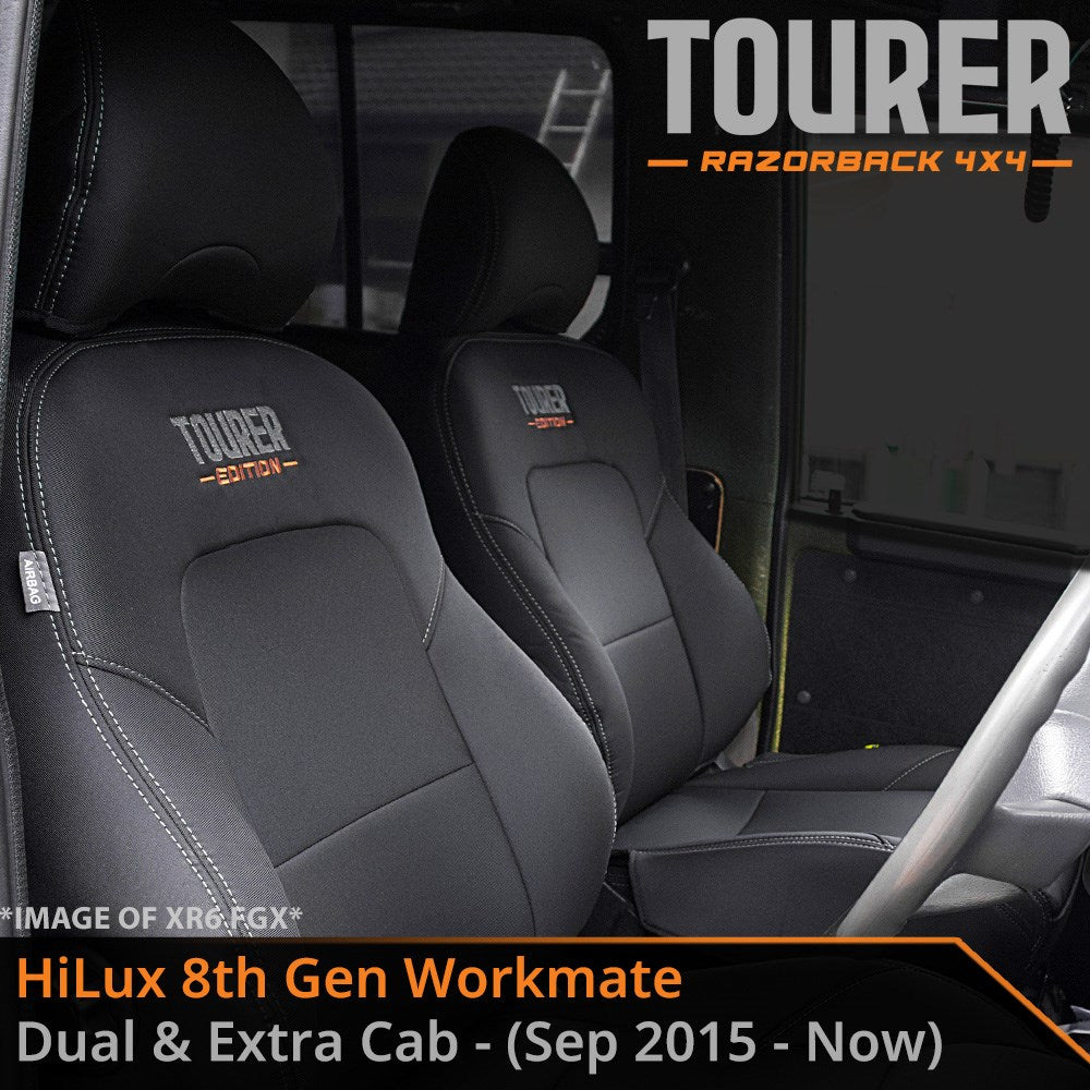 Toyota HiLux 8th Gen Workmate GP9 Tourer 2x Front Row Seat Covers (Made to Order)