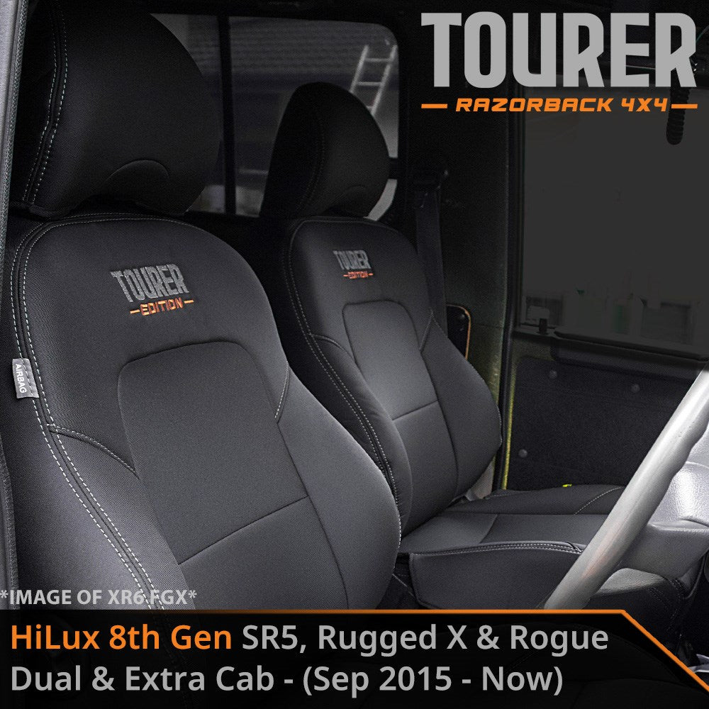 Toyota HiLux 8th Gen SR5, Rugged X & Rogue GP9 Tourer 2x Front Row Seat Covers (Made to Order)