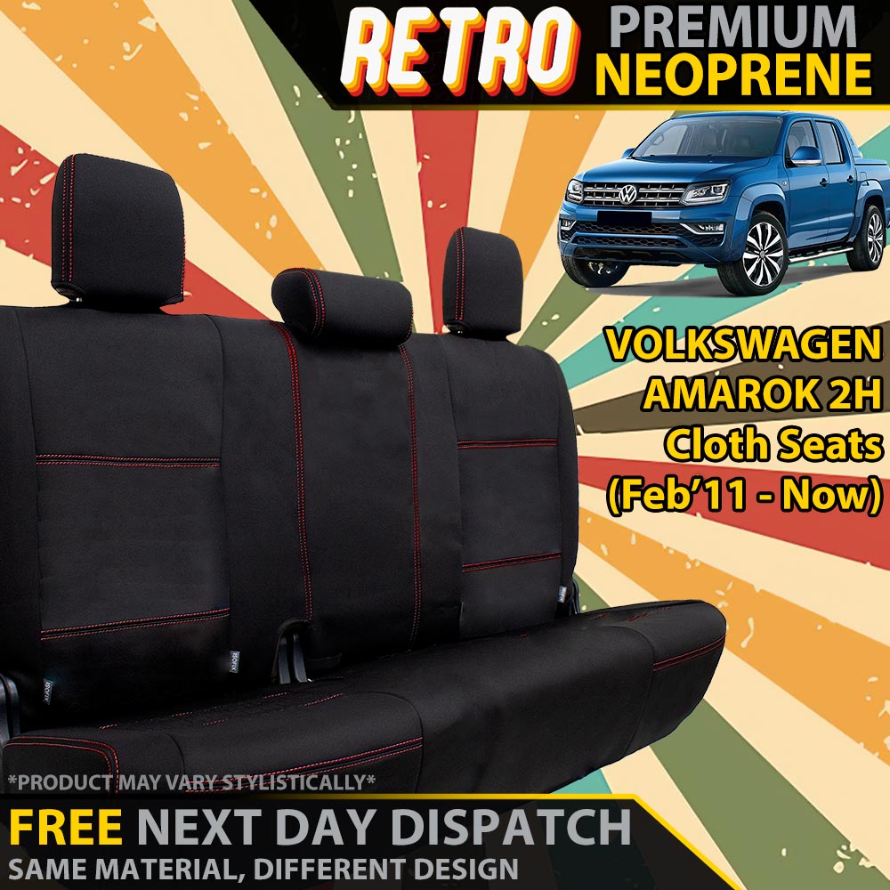 Volkswagen Amarok Retro Premium Rear Row Seat Covers (In Stock)-Razorback 4x4